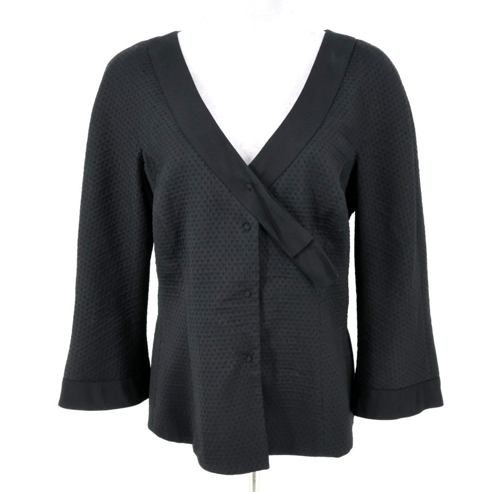Armani Collezioni Jacket Womens 12 Black Wool Silk Snaps Lined Blazer Made Italy